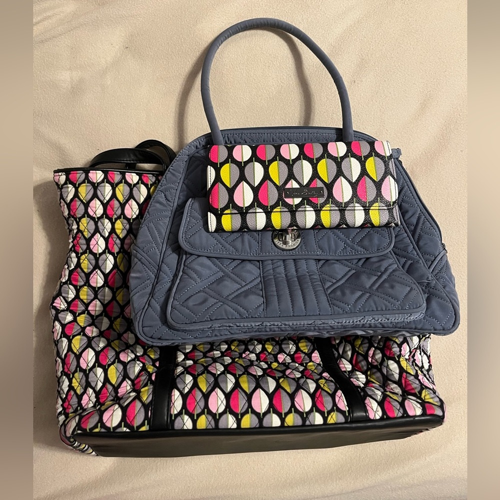 Vera Bradley Moon Drops Set: Tote, Satchel, Wallet